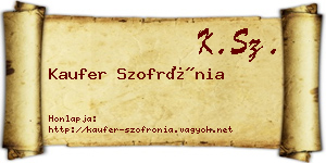 Kaufer Szofrónia névjegykártya